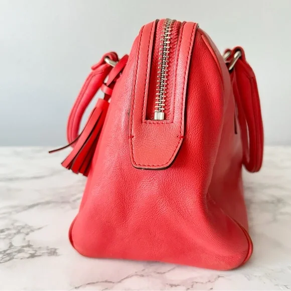 6. Coach Legacy Haley Satchel Leather Boston Bag Bright Soft Red Fringe Tassle - Picture 9 of 15